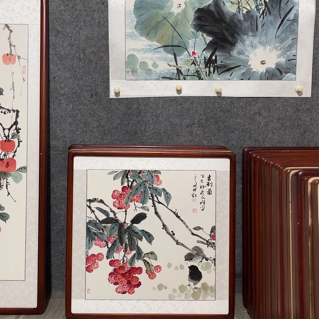 国画书画作品带框63×63