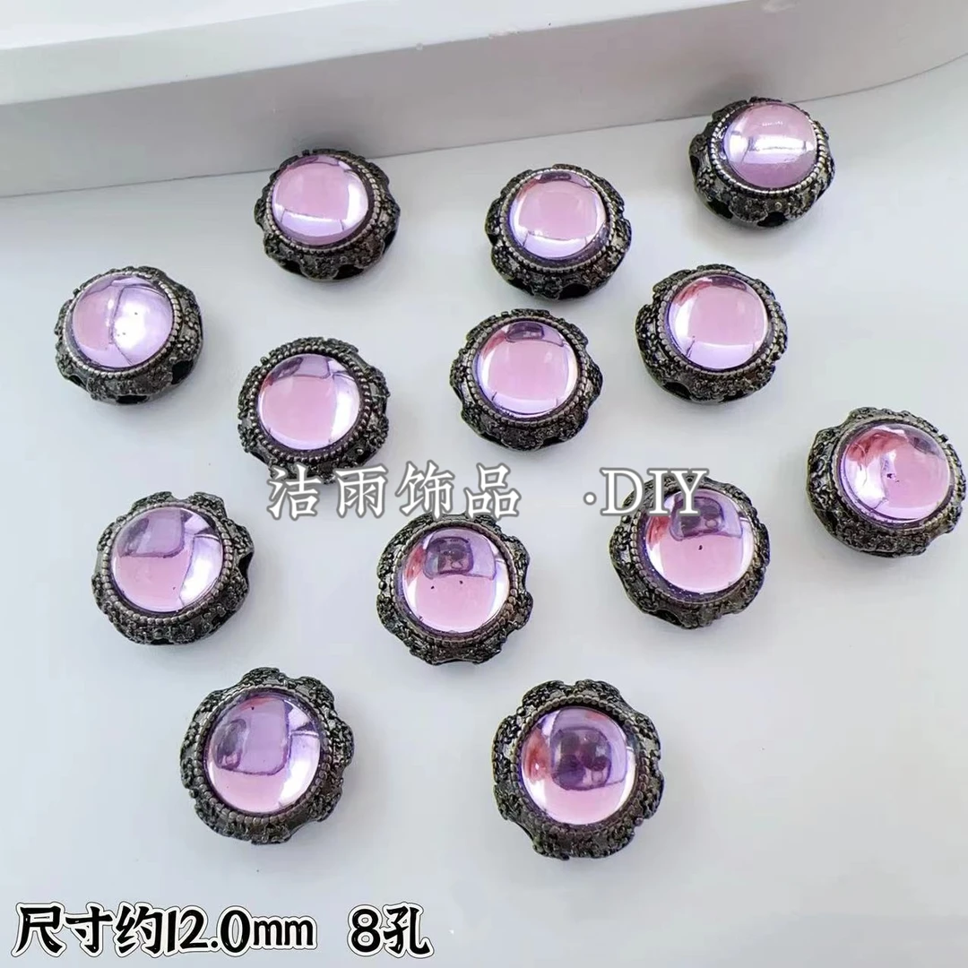 (洁雨饰品 DIY)  P692  黑紫色圆形通孔串珠diy饰品配件