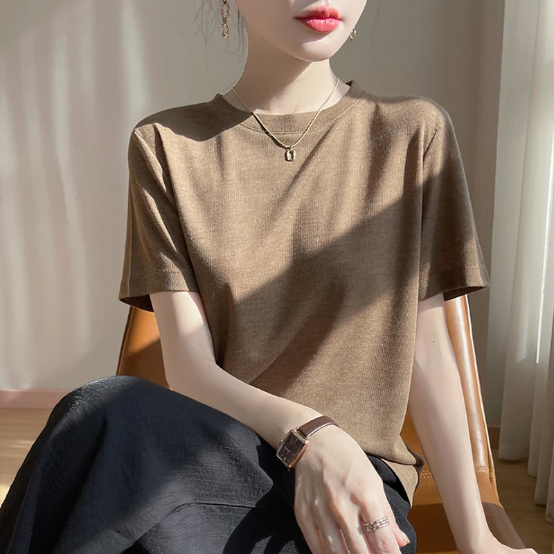 短袖t恤女2025新款夏季宽松圆领t恤上衣