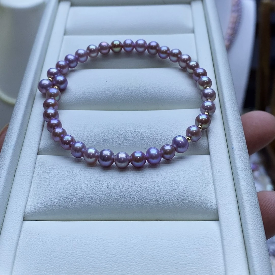 18K金镶嵌手镯淡水珍珠