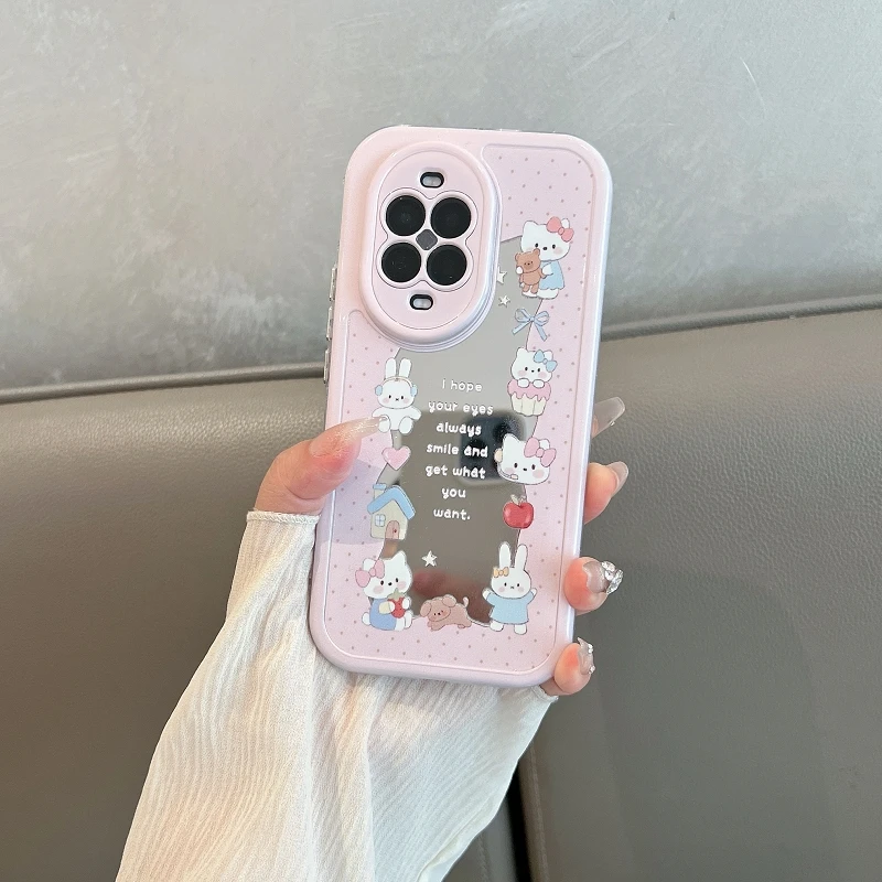 适用于华为nova13pro手机壳新款镜面可爱兔子女全包防摔保护套