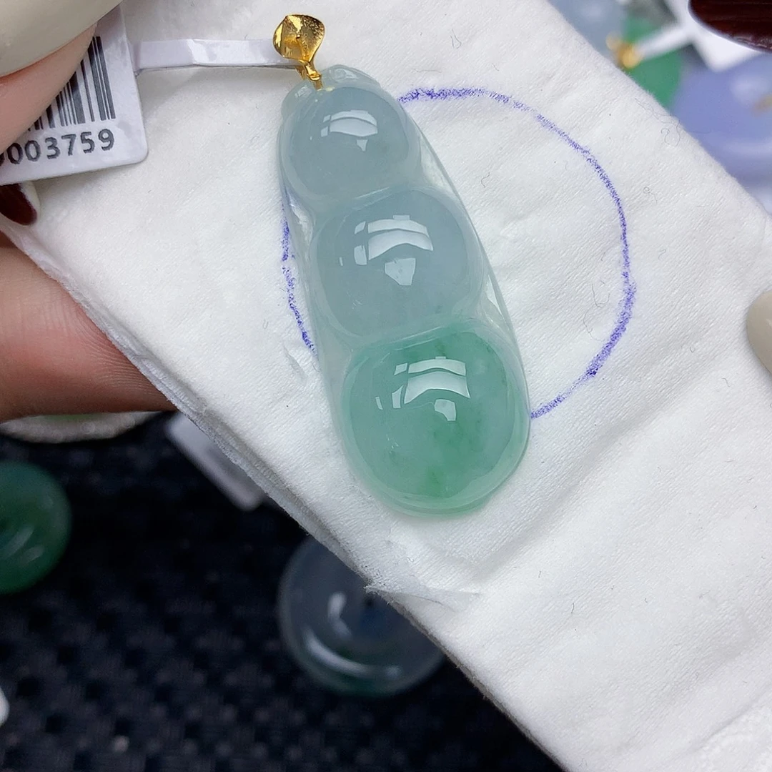 翡翠18K金镶嵌颈饰天然缅甸翡翠a货百元以上9元证书费自理