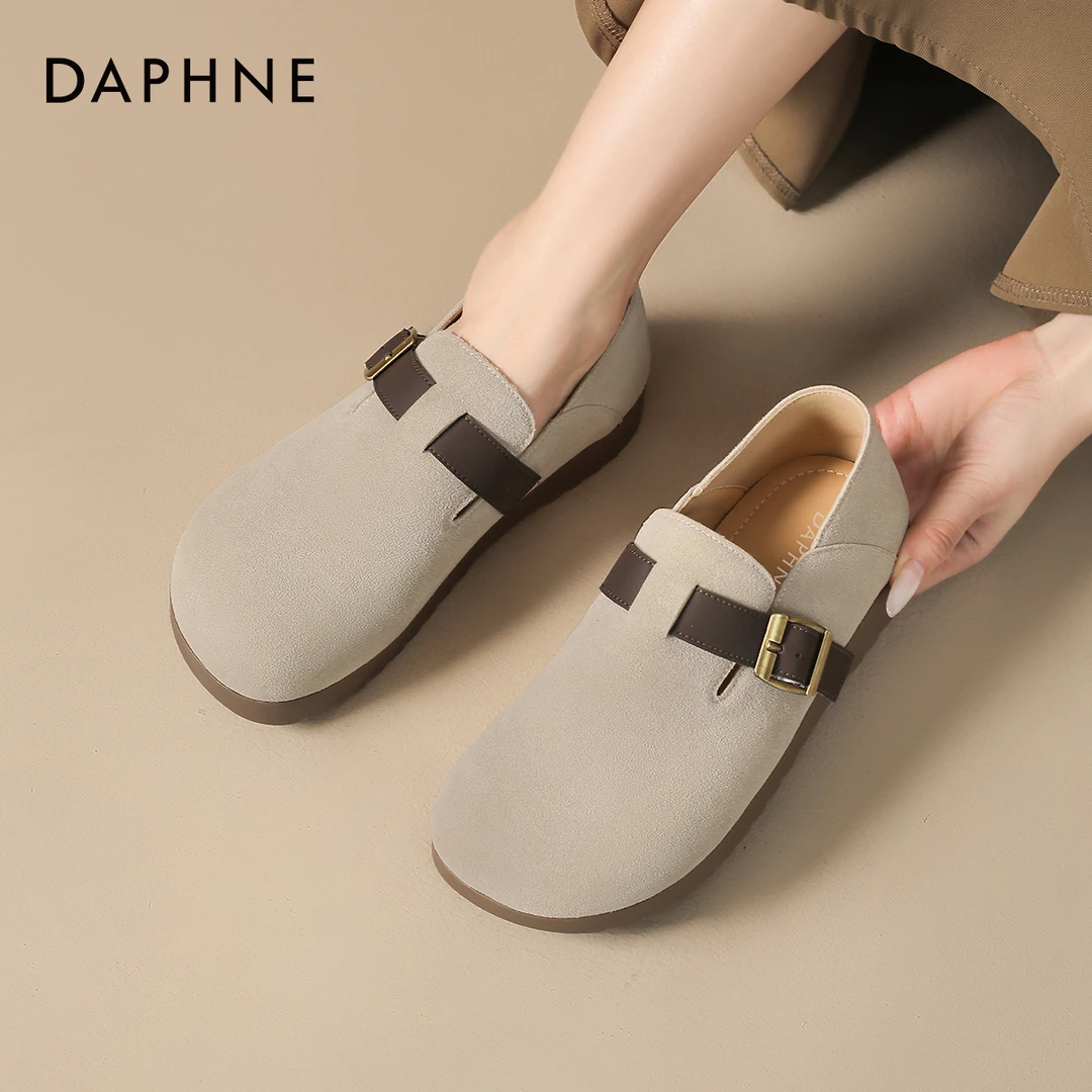 达芙妮勃肯鞋女春秋2025新款全包钓鱼软底平底鞋懒人两穿通勤单鞋