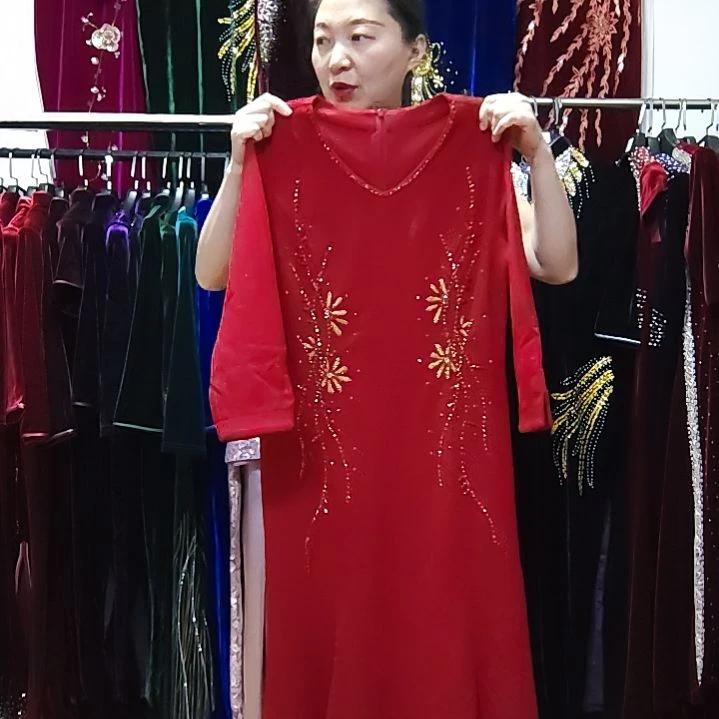 燕***格鱼尾裙XL重工酒红色