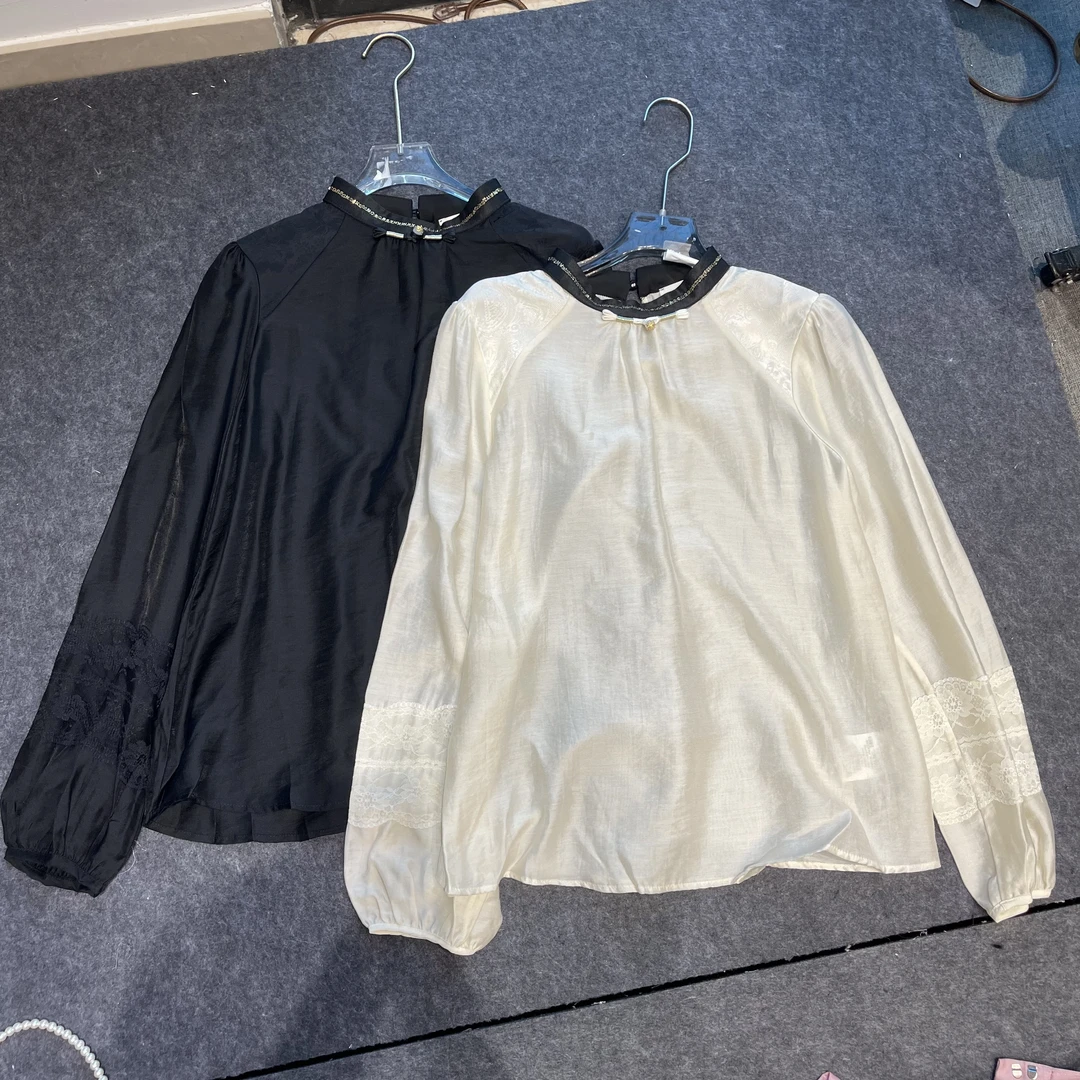 【南油张贝贝】25新款小众设计高级重工钉珠提花长袖衬衫DA-C80149