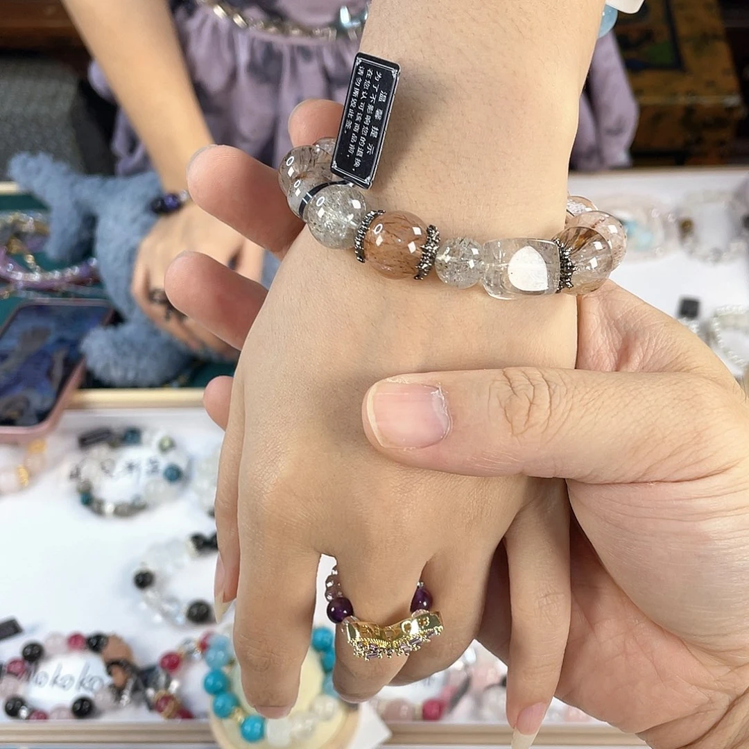 水晶手链银S925镀金镶嵌