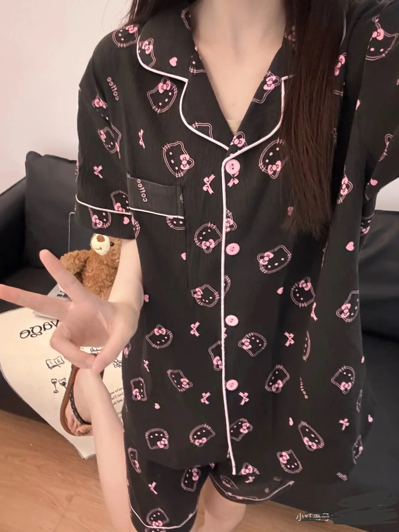 KR夏季新款短袖开衫睡衣女