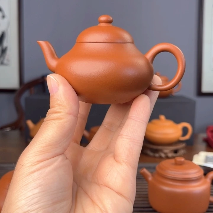 三***色茶壶紫砂梨形壶 半手工制作 生砂朱泥