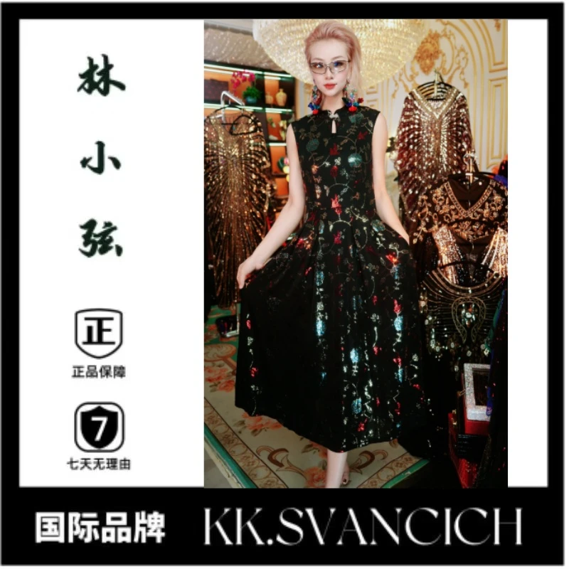 【民国夫人】0419 背心裙大摆旗袍大码有弹力显瘦时尚妈妈装有口袋