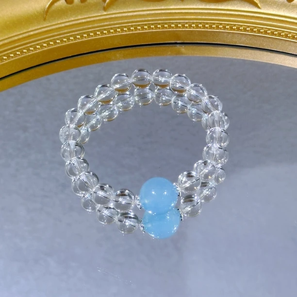 (露思同款)白水晶海蓝宝设计款水晶手串多样发其一