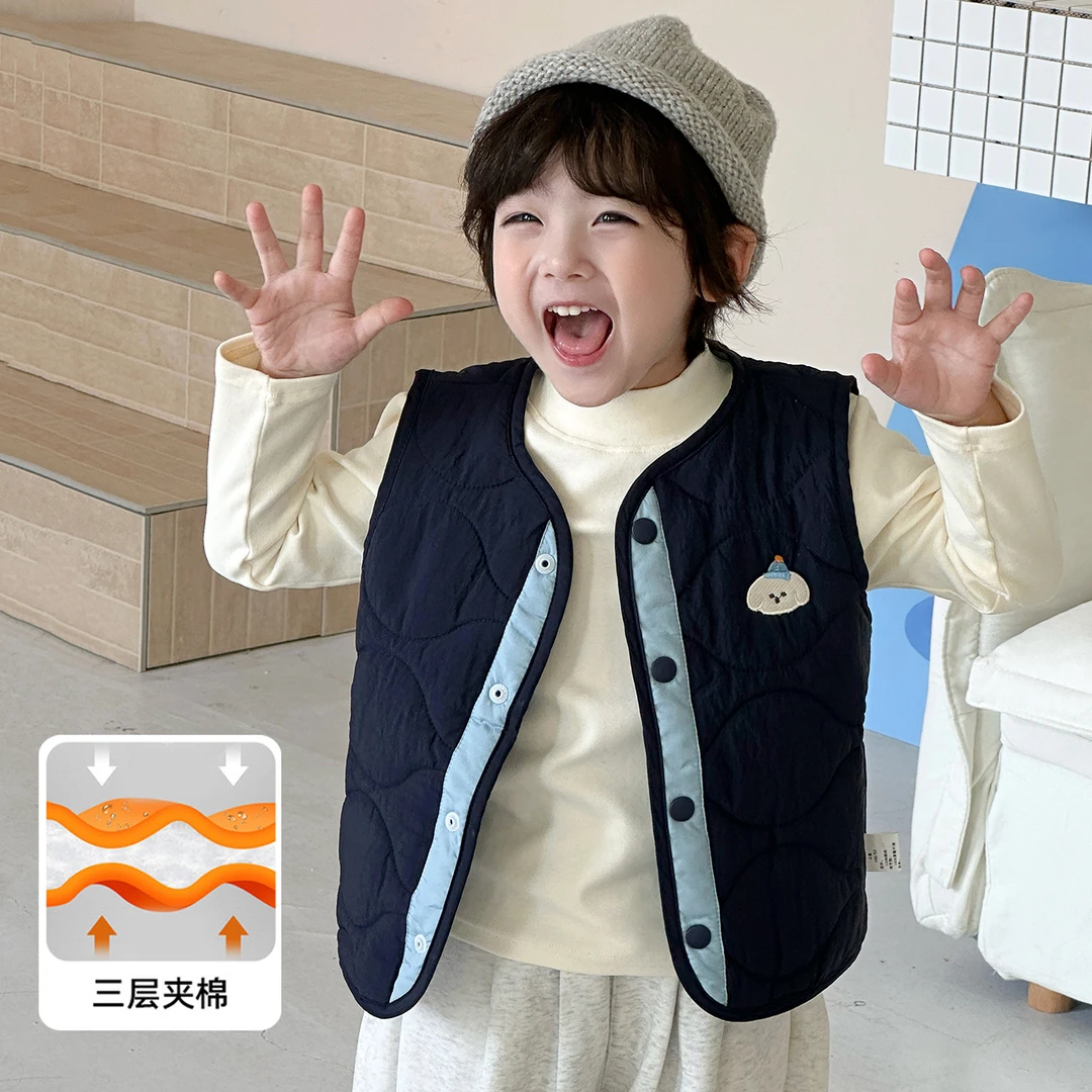 男童马甲秋冬季儿童校服神器背心2025新款潮宝宝夹棉保暖加厚马夹