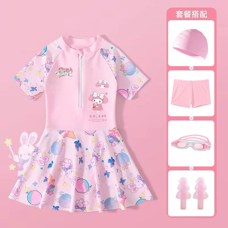 儿童泳衣女童游泳衣套装中大童女孩分体2025新款防晒夏季宝宝泳装