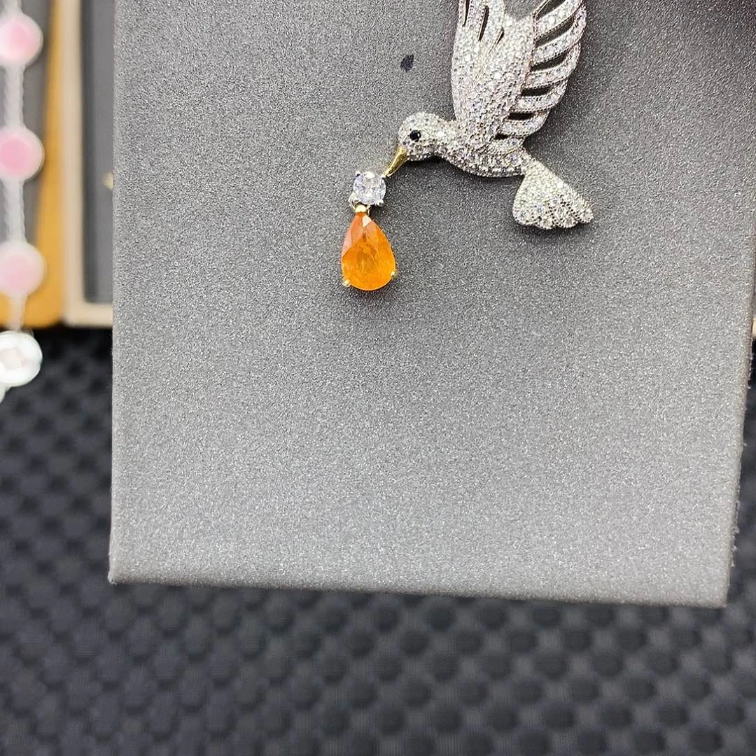 石榴石吊坠(不含链)银S925镶嵌