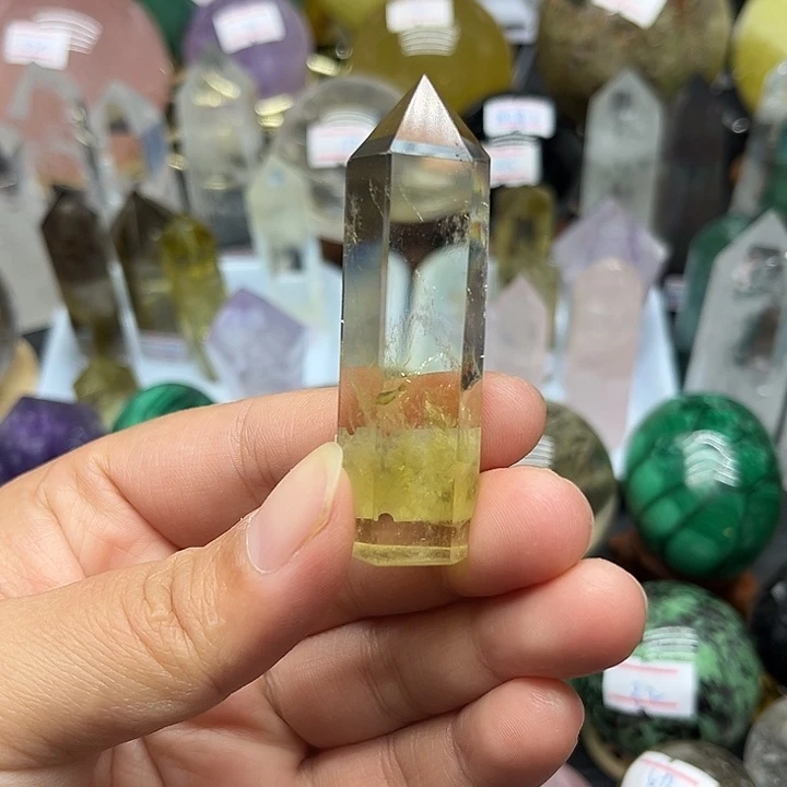水晶未镶嵌珠宝半成品24克黄水晶柱