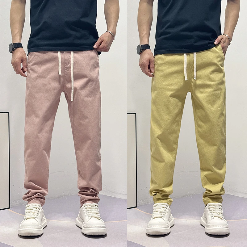 男款裤子春夏季显高显瘦显腿长休闲裤男士百搭痞帅纯色修身直筒裤