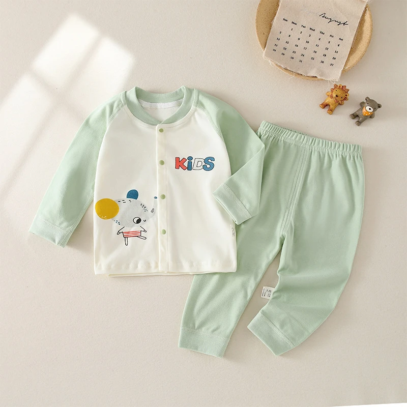 儿童纯棉无骨四季春季简约套装婴幼儿衣服分体二件套夏季秋衣秋裤