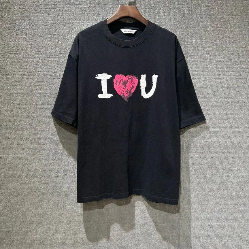 未使用 Balenciaga/巴黎世家 （pm）爱心印花短袖T恤 全新s码/7031