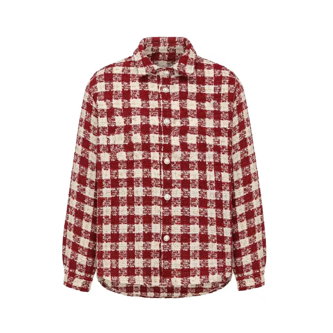 2025老白同款春秋新款潮牌百搭小香风格子衬衫