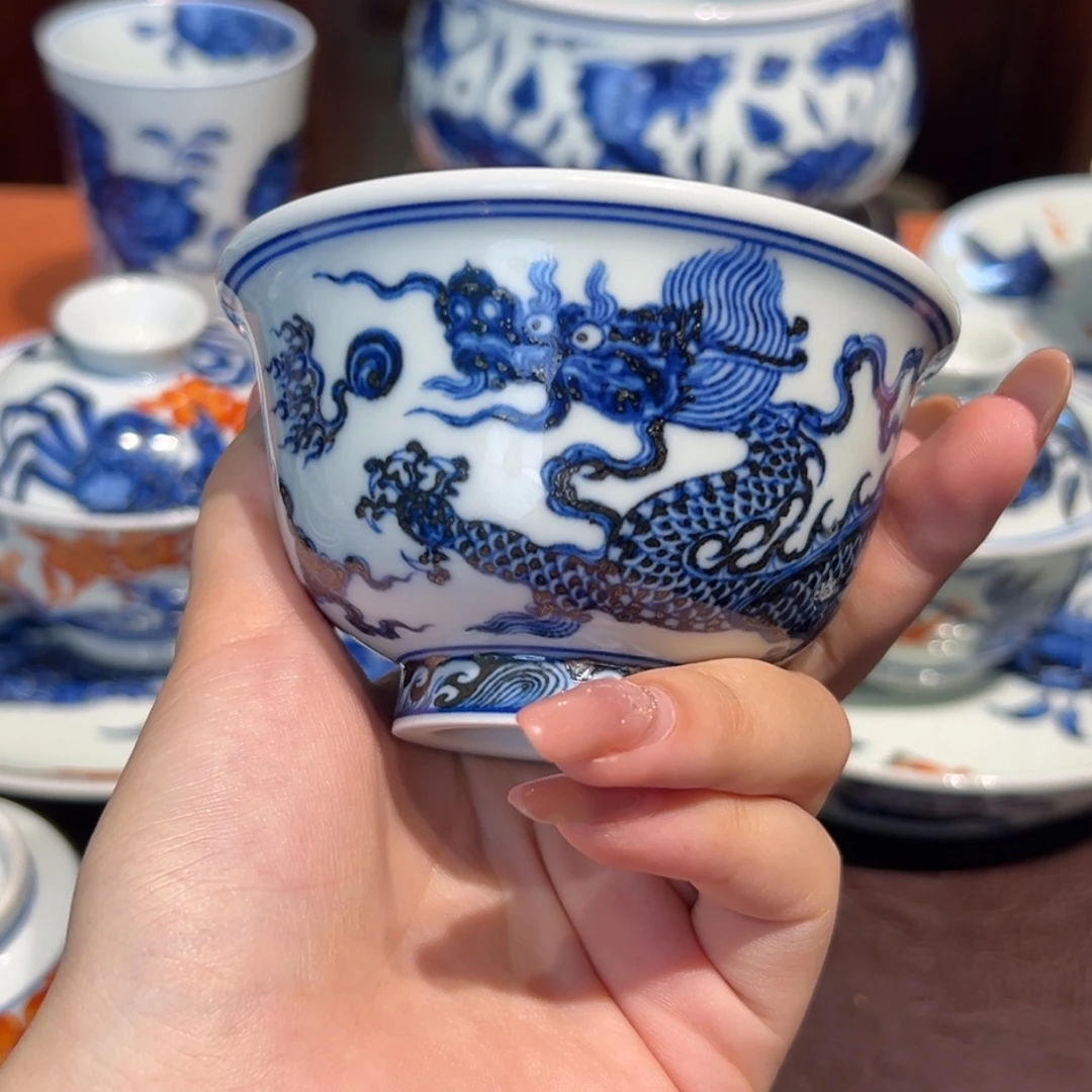 青花雯华堂手绘杯杯