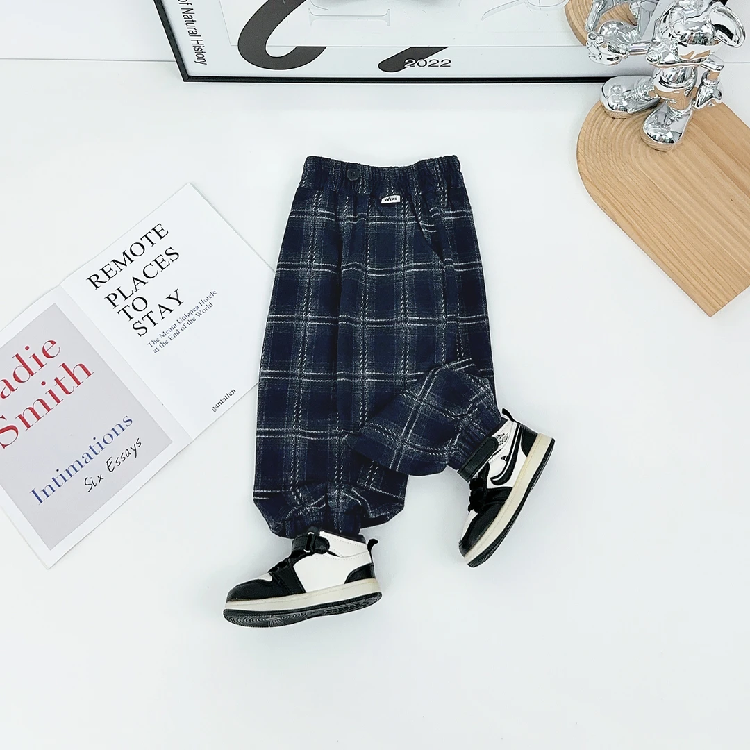 男童裤子秋冬季中大儿童格子休闲裤2025新款 HZ25794