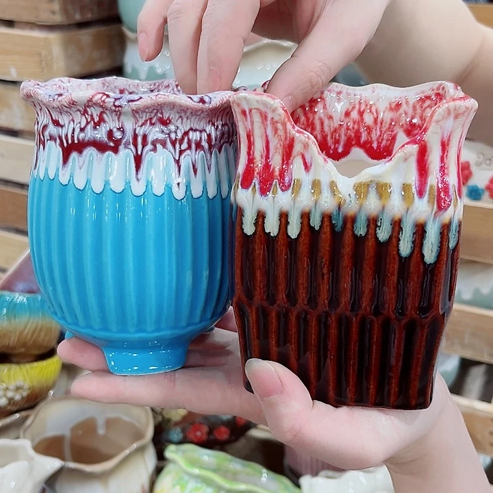 有孔.凑单10元陶瓷花盆发货！