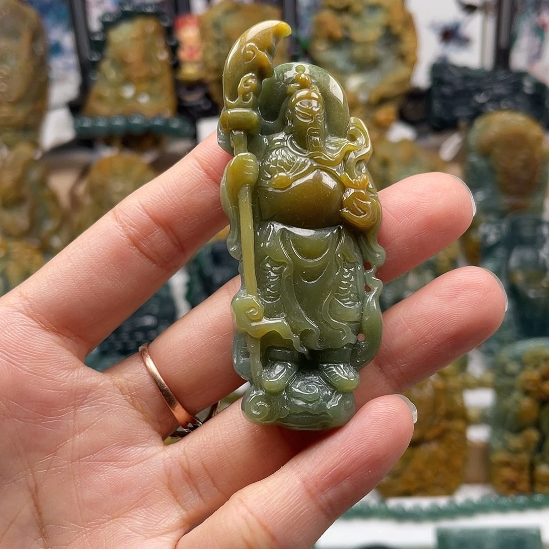 翡翠未镶嵌颈饰天然翡翠a货关公