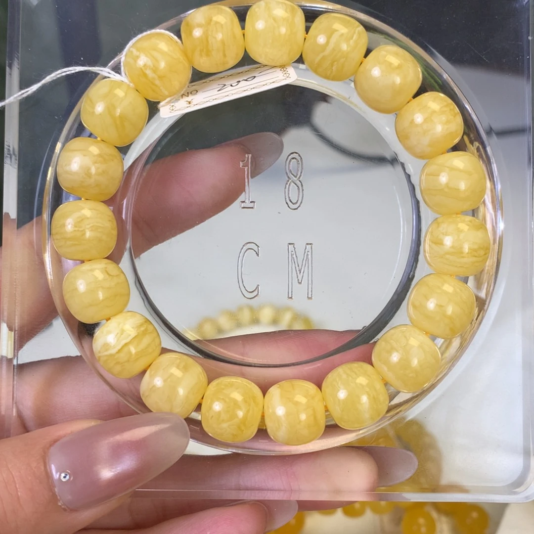 蜜蜡未镶嵌手串俄料细虎皮千层妖花12mm19.6g