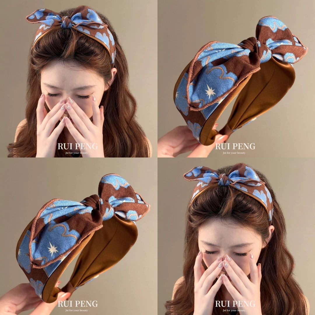 精致咖色花卉宽边发箍女高颅顶网红气质压发头箍女2025新款高级感