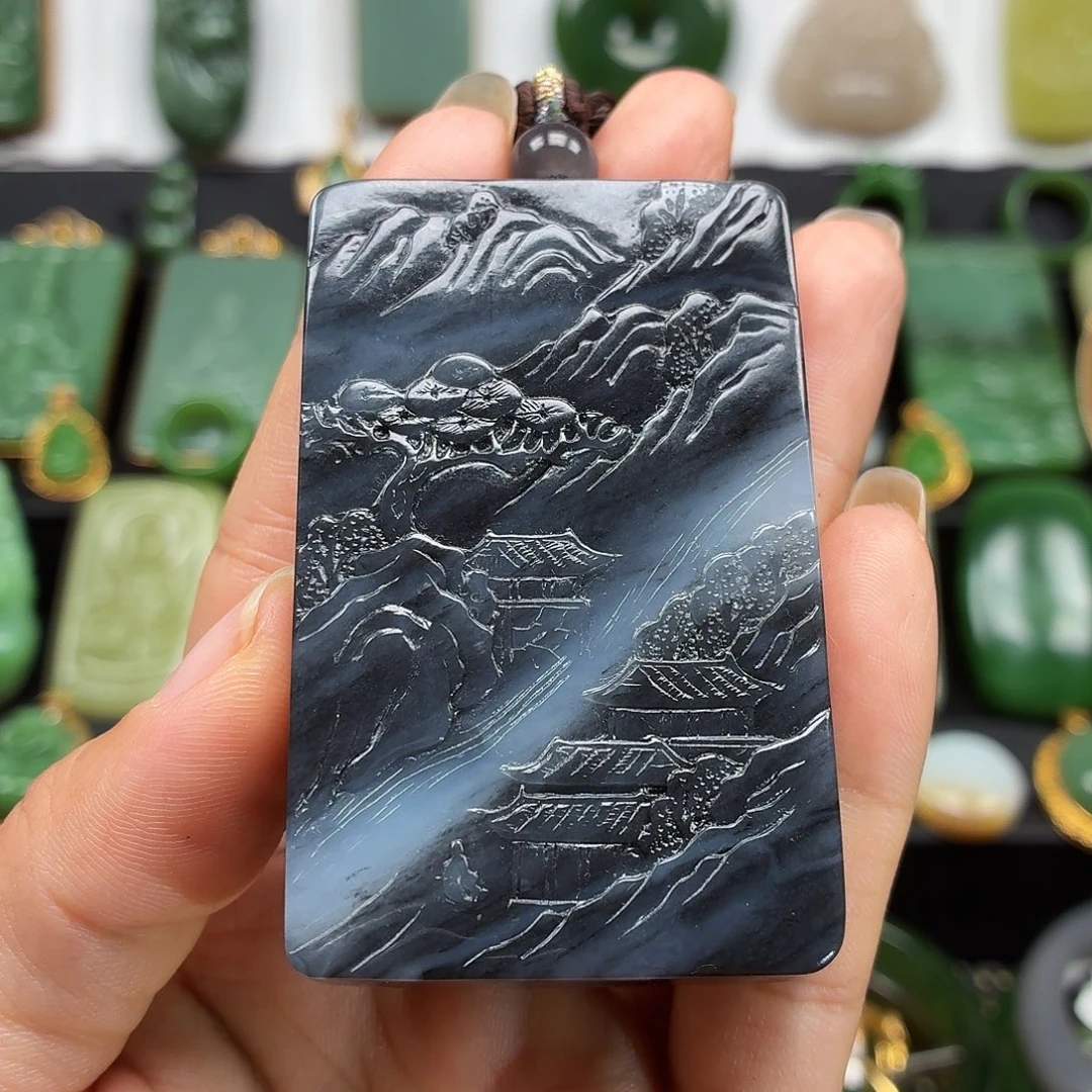 和田玉未镶嵌颈饰精品青花