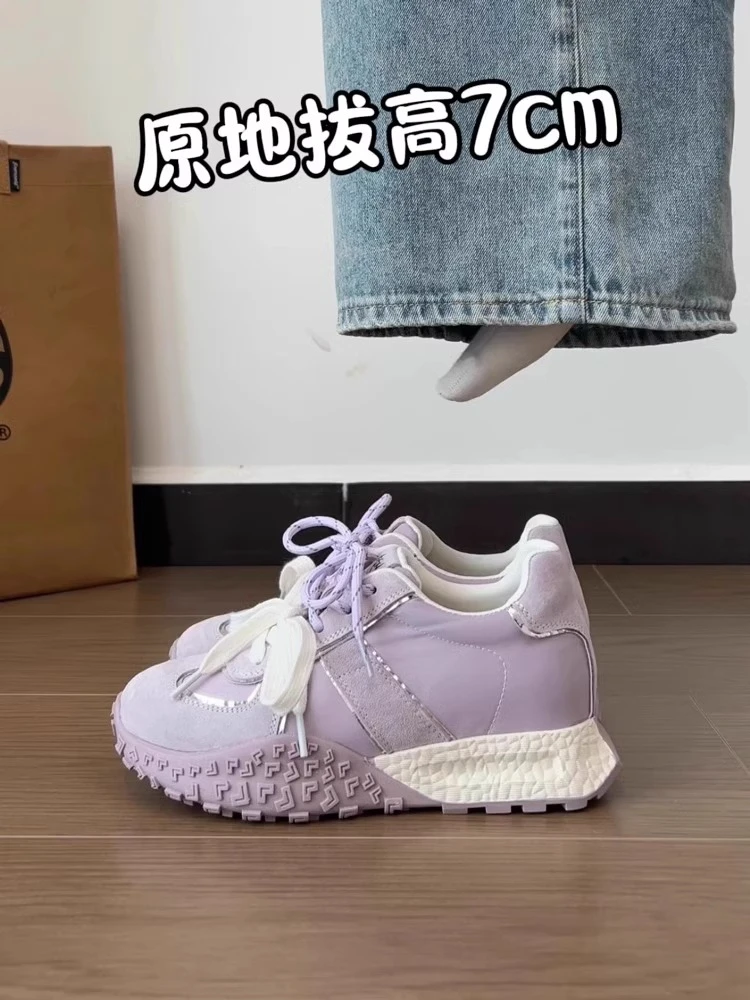 小众厚底阿甘德训鞋女2025春季新款小个子增高休闲百搭运动老爹鞋