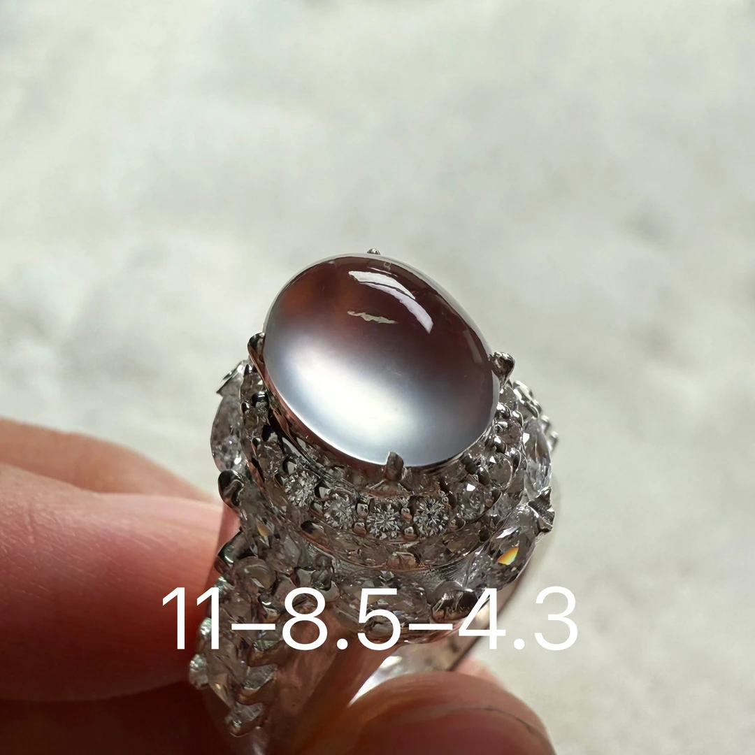 纯净！玻璃种茅台白！天然缅料翡翠玻璃种蛋面戒指吊坠无纹裂