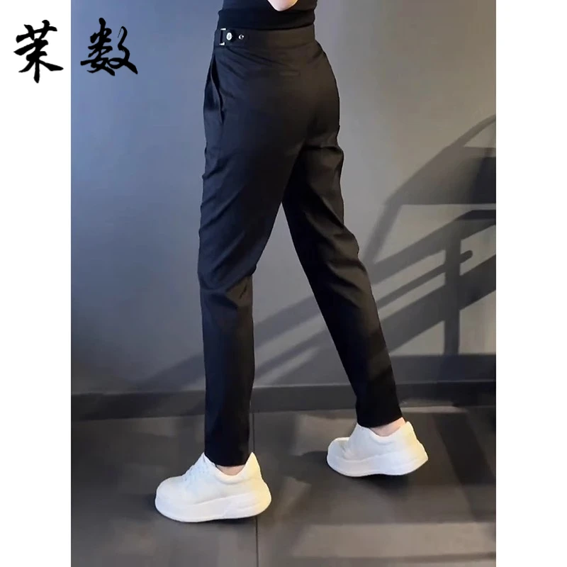 高档天丝西裤高级感男士时尚新款休闲纯色商务长裤直筒潮流裤子男