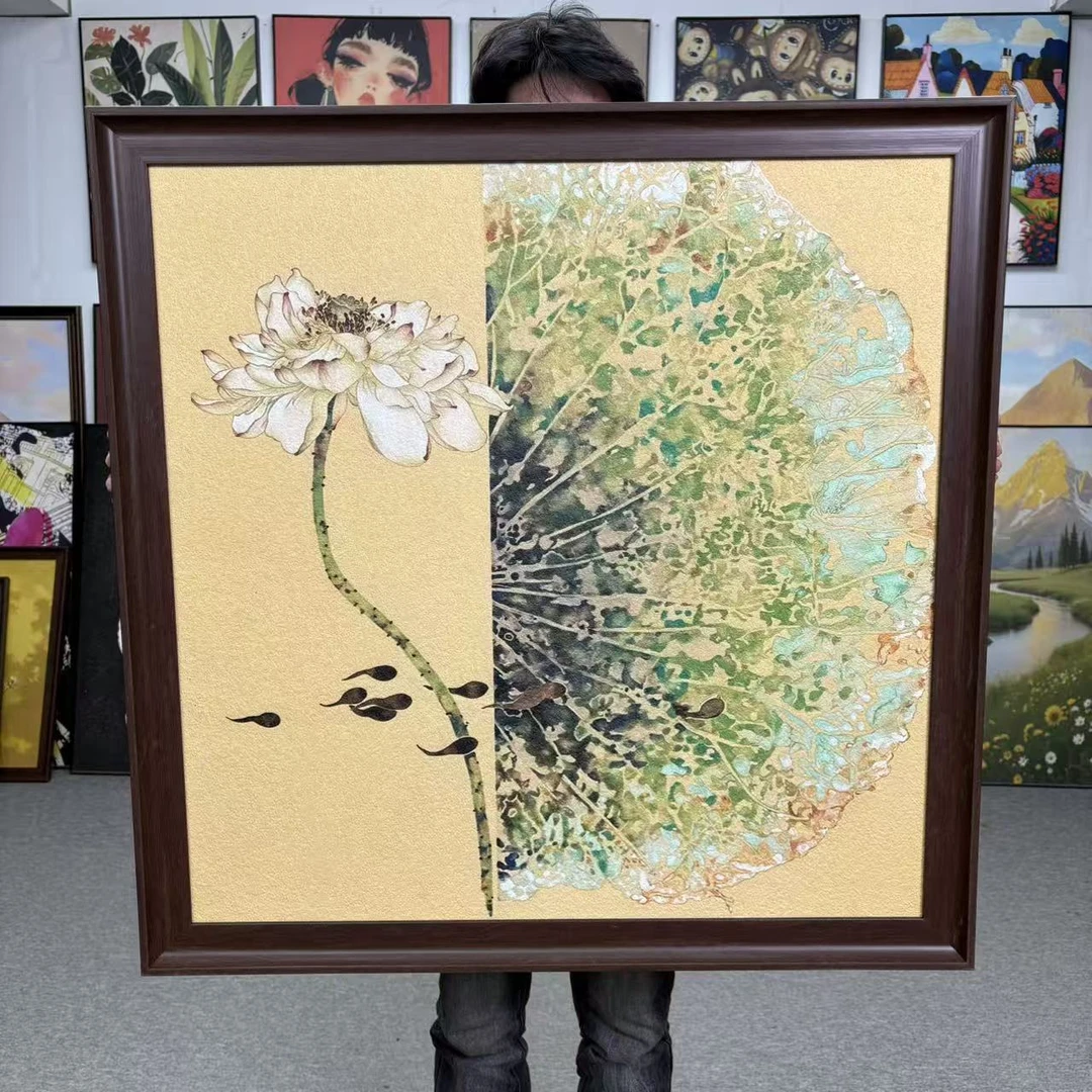 新中式古典荷花装饰画适合家居挂画8080