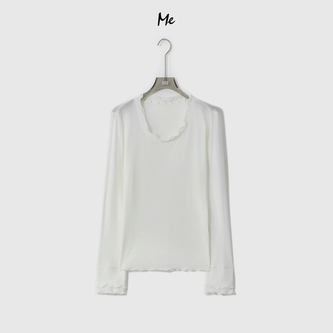 ME【温泉荷叶衫】天丝绵羊毛混纺超柔少女感时尚百搭上衣MESA1413