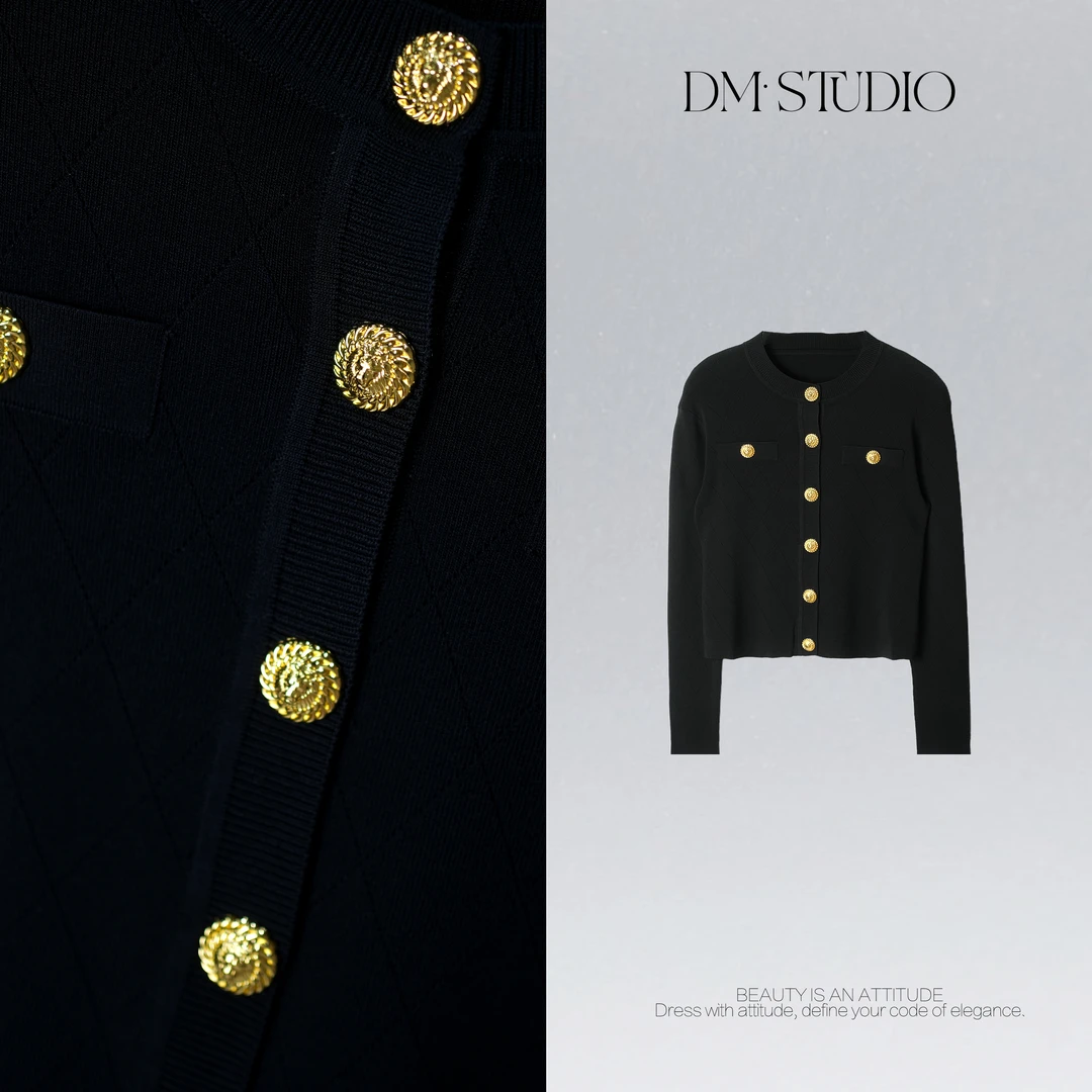 DEDM•STUDIO/气质减龄显瘦百搭精致小香风针织开衫2507ZZS/M90