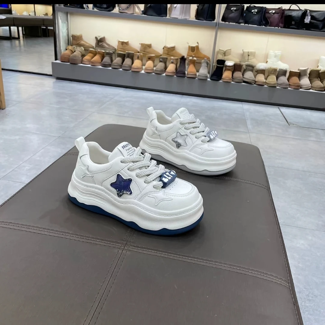 履步凡d408-409春季新款超轻星星厚底休闲板鞋女