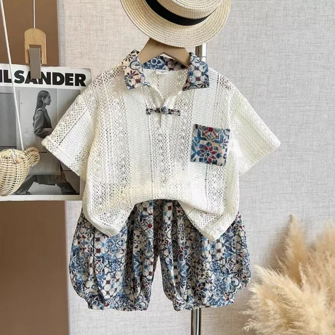 民国风薄款镂空儿童中小童休闲夏季波西米亚度假风韩版儿童服装