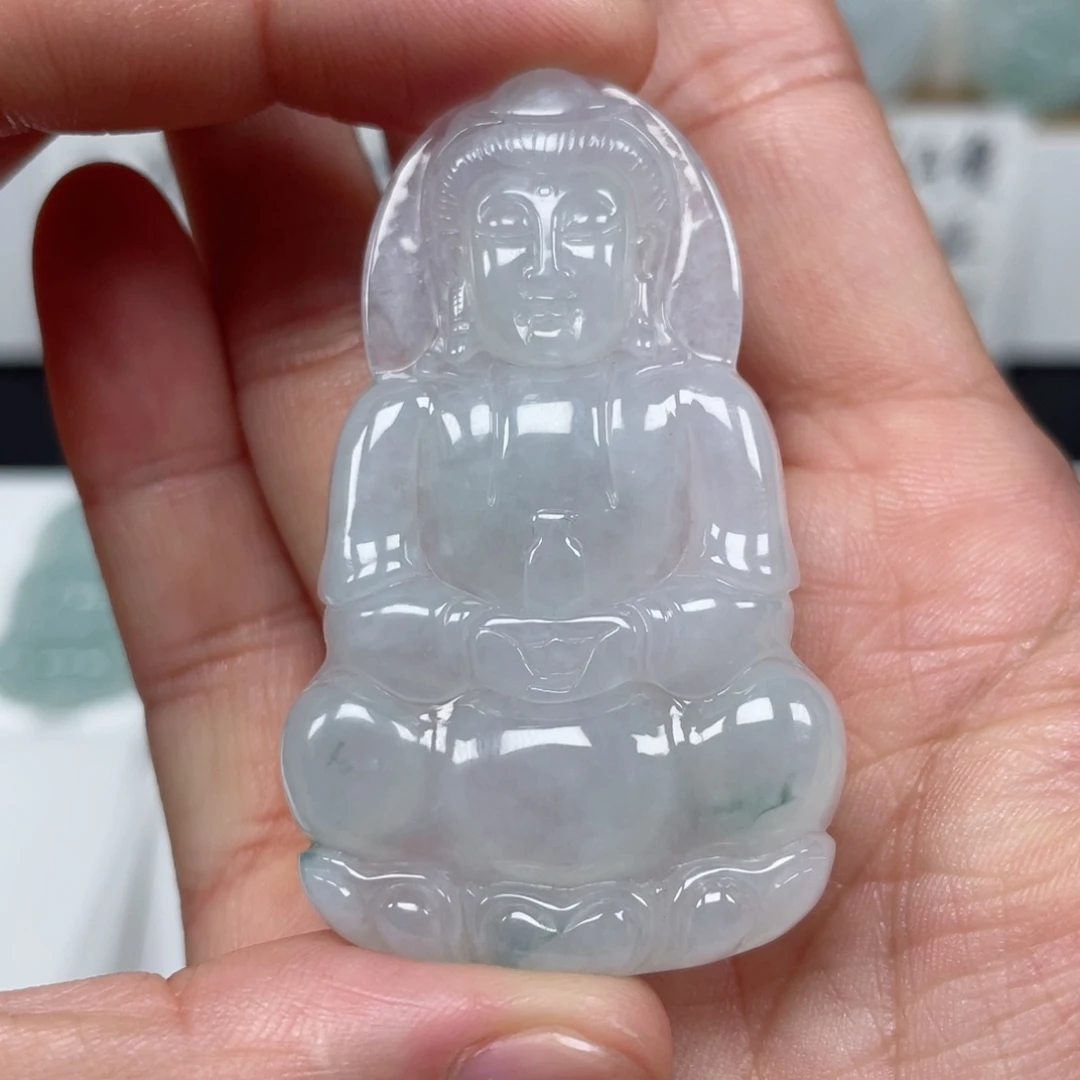 翡翠颈饰未镶嵌天然缅甸翡翠A货观音56号