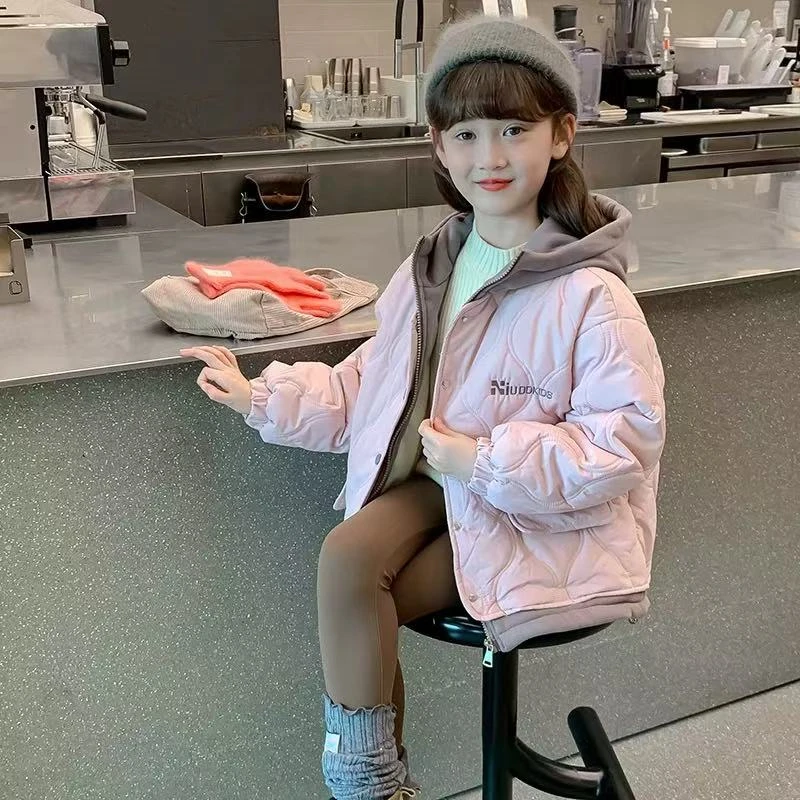 （现货现发）2025女童新款加绒外套秋冬款洋气儿童加厚加棉上衣冬季