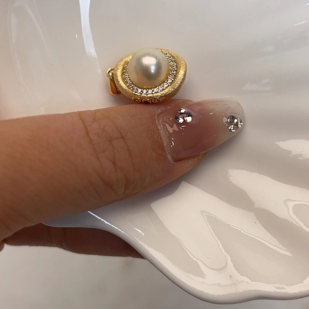 海水珍珠银S925镶嵌吊坠(不含链)