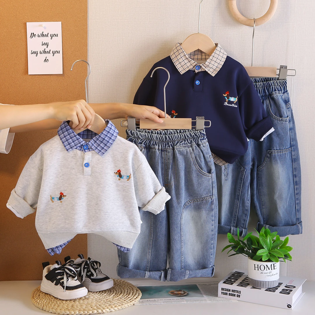 2025年童装春秋款套装秋季韩版动物腊肠狗卫衣长袖两件套洋气潮流