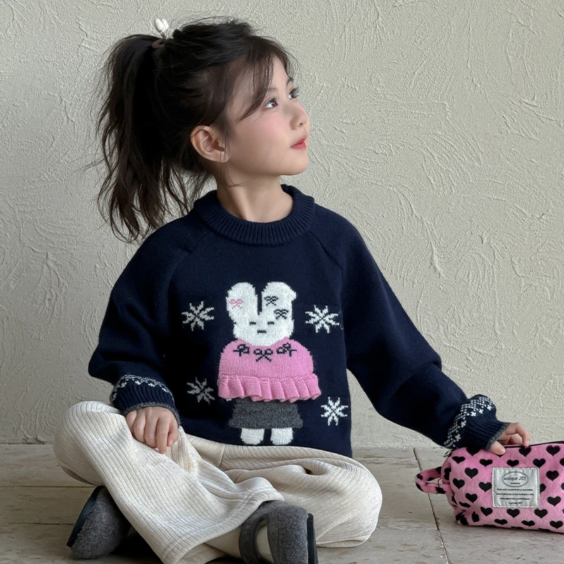 女童毛衣2025新款秋冬季洋气儿童针织上衣内搭加厚宝宝冬装打底衫