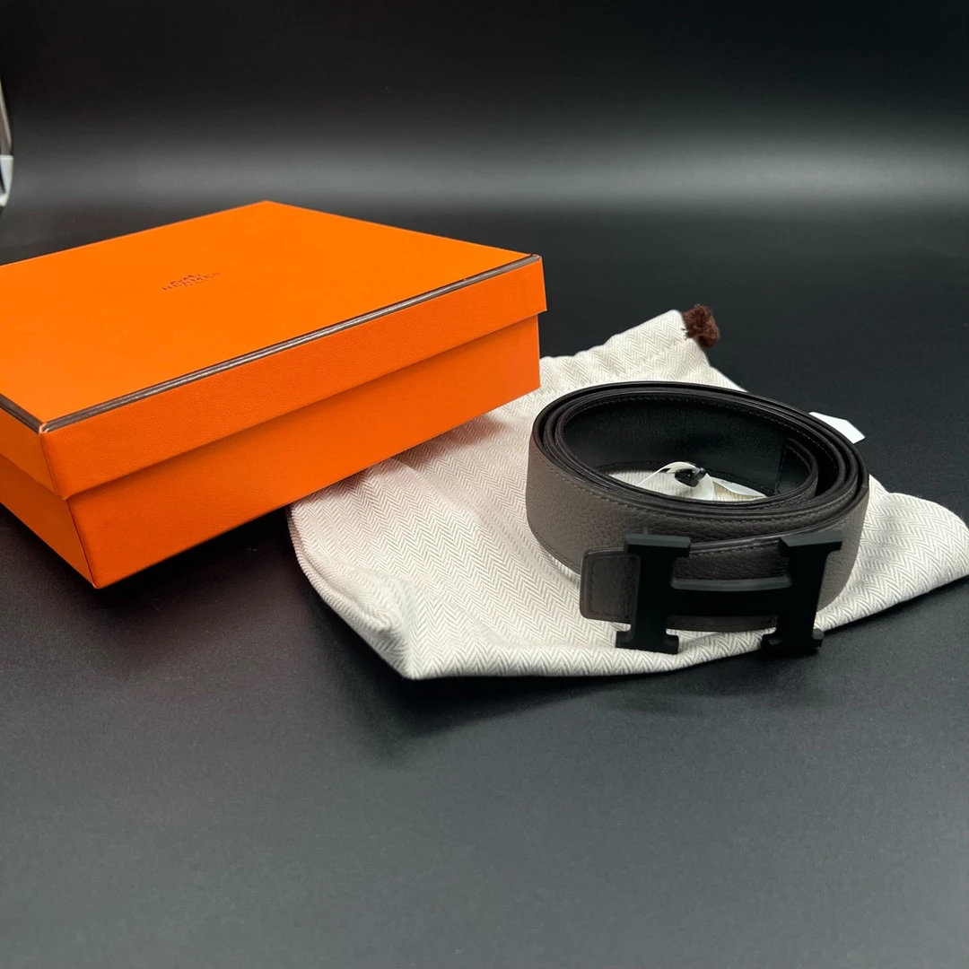99新 Hermes/爱马仕 jp928 009249 爱马仕 灰扣H双面腰带