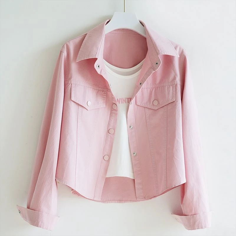 2025新款衬衫女时尚百搭短款夹克外套设计感甜美减龄薄衬衫上衣潮