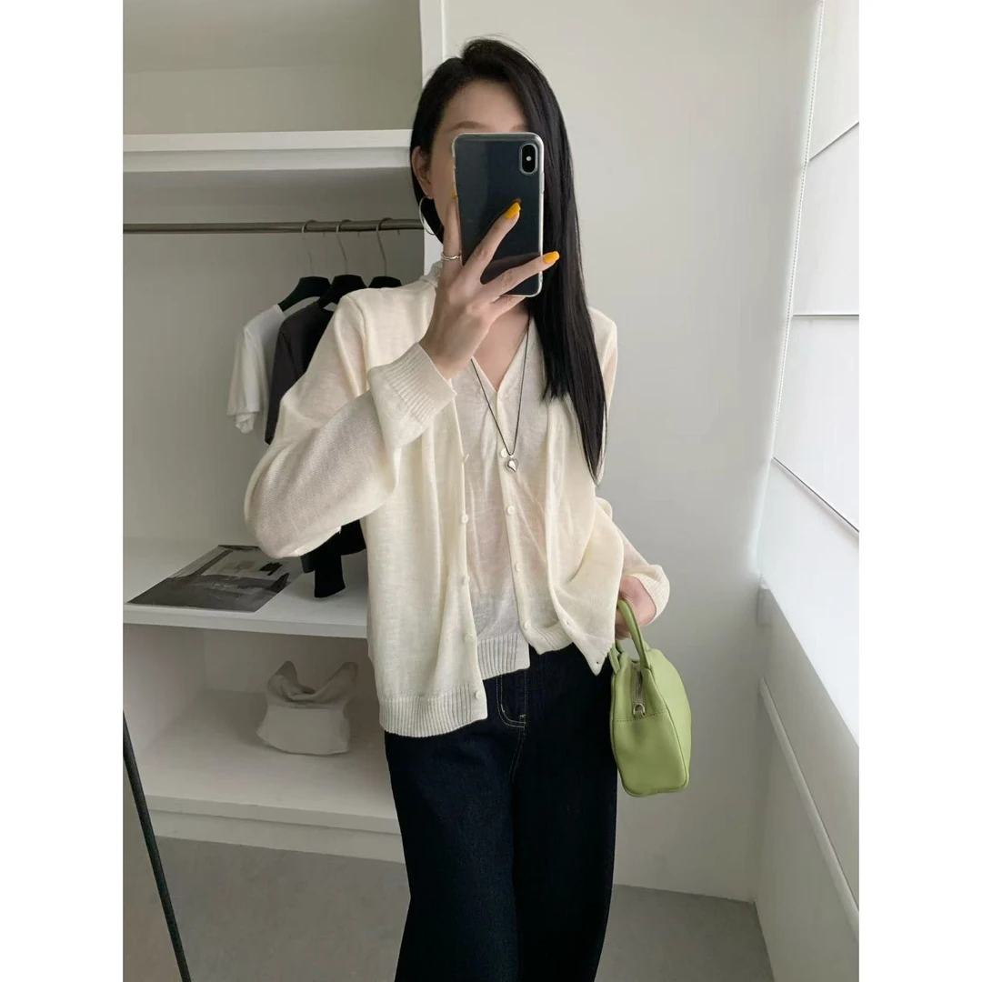 M110#SANDERSWO#【超温柔的】V领假两件针织开衫（福利）