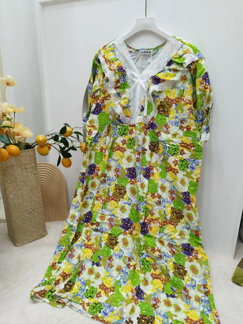 家居服【初初家】网红款加肥加大碎花五分袖宽松休闲韩版家居