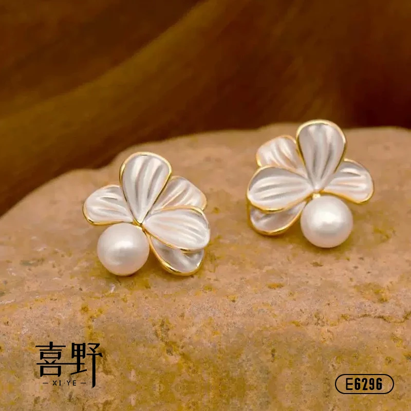 喜野 铜合金耳饰 925银针【茉莉花】E6296