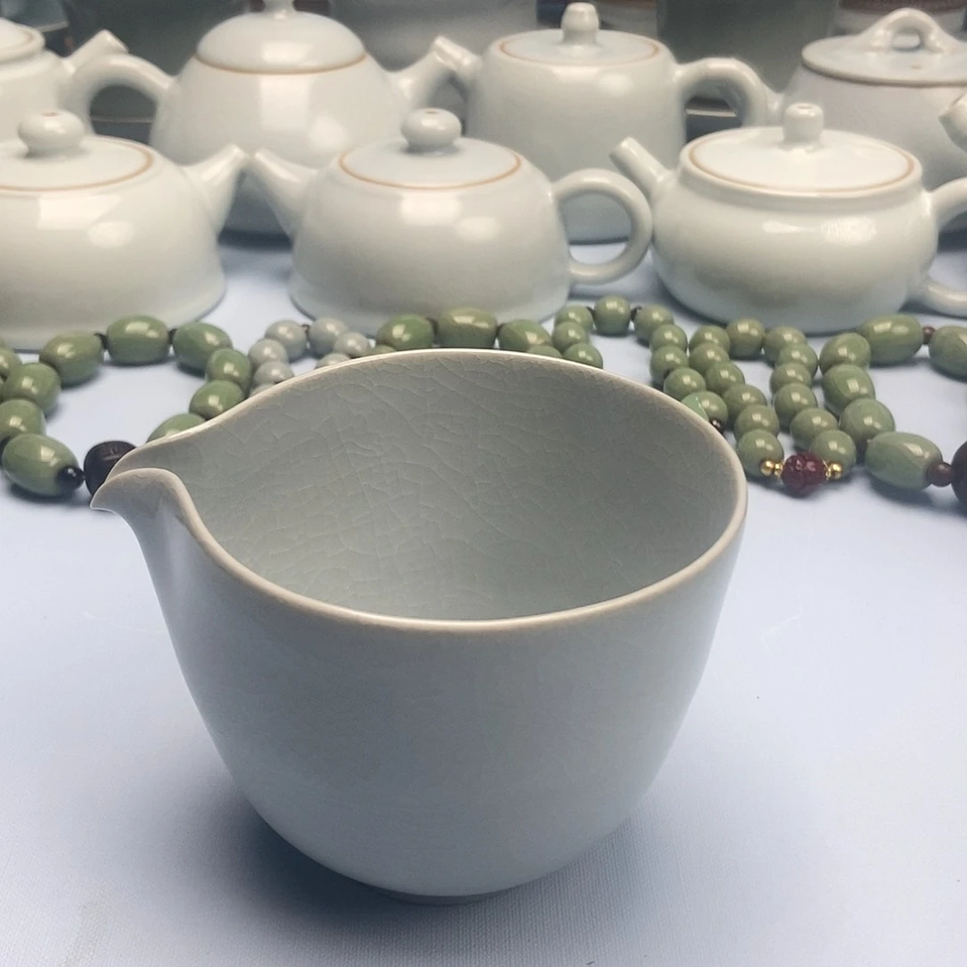 杯仿古月白公道杯原矿原釉原产地