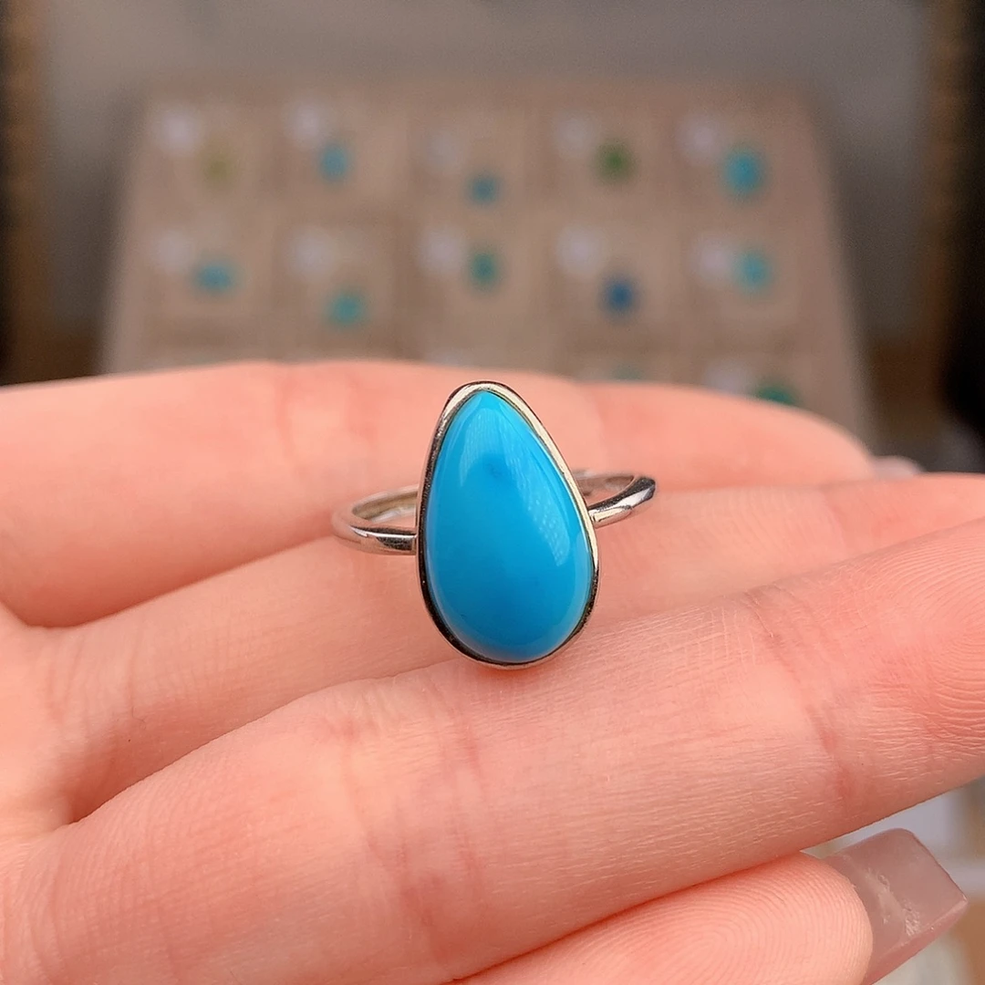 绿松石银S925镶嵌戒指