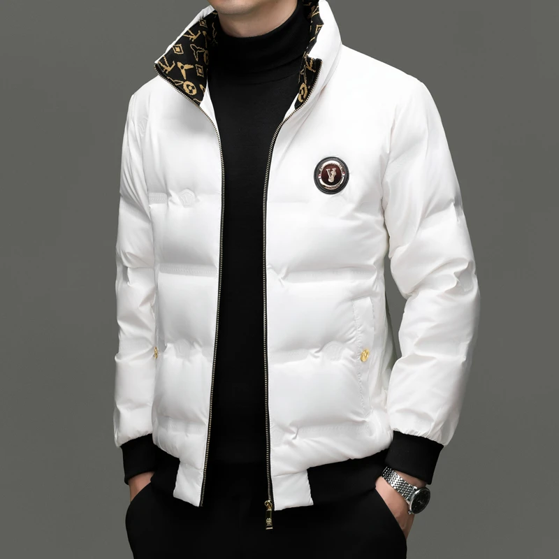 冬装新品中青年男士立领时尚羽绒服加厚保暖亮面短款休闲百搭外套